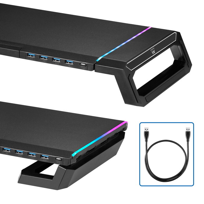 EWENT EW1268 Elevador Monitor Plegable RGB 4 Puertos USB 3.0 Cajón y Soporte Móvil