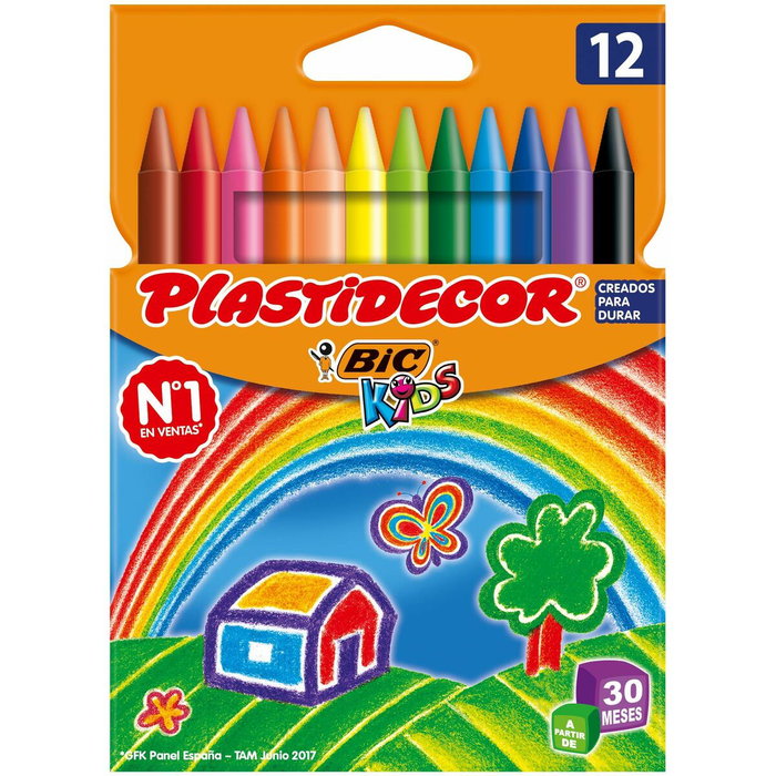 Plastidecor Ceras de Colores Surtidos, Estuche de 12 Unidades