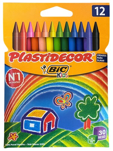 Plastidecor Ceras de Colores Surtidos, Estuche de 12 Unidades