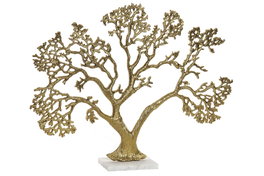 DKD Home Decor Árbol de Decoración en Aluminio y Mármol Dorado y Blanco