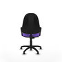 Silla de oficina Algarra con mecanismo Contacto permanente básico tapizada con Tela color Lila. Equipada con Base poliamida negra, Brazos fijosy Topes