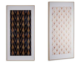 Giftdecor Lienzo de Madera Surtidos Geométrico 61.5 x 121.5 x 3 cm (Set de 2)