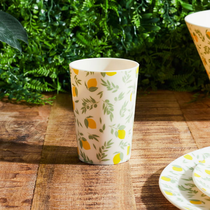 Home Deco Factory Vaso 250 Ml Polipropileno Colección Bain De Soleil Estampado Limones/Rayas