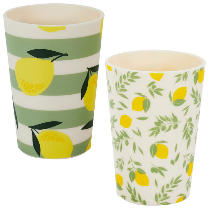 Home Deco Factory Vaso 250 Ml Polipropileno Colección Bain De Soleil Estampado Limones/Rayas