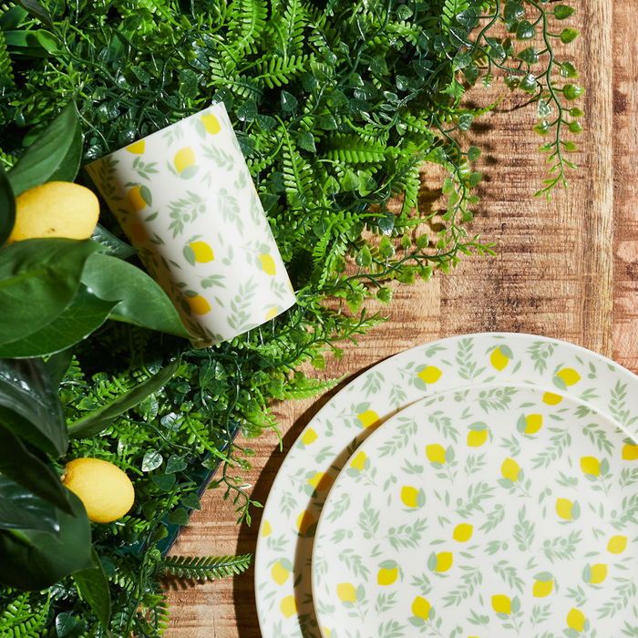 Home Deco Factory Vaso 250 Ml Polipropileno Colección Bain De Soleil Estampado Limones/Rayas