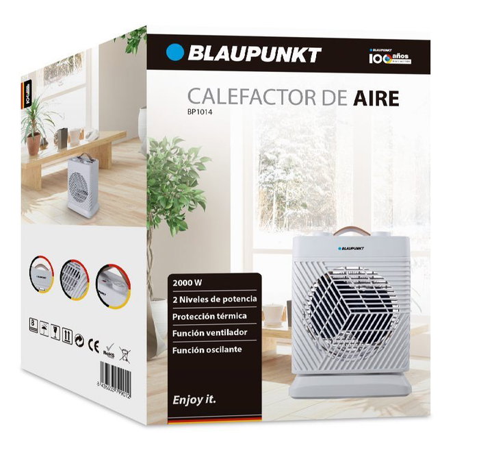 Blaupunkt Calefactor Eléctrico de Aire Oscilante, 2000W, con Asa de Transporte