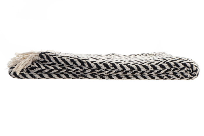 DKD Home Decor Plaid Boho Negro Blanco Herringbone Flecos Geometria 130 x 170 cm (2 Unidades) 100% Algodón