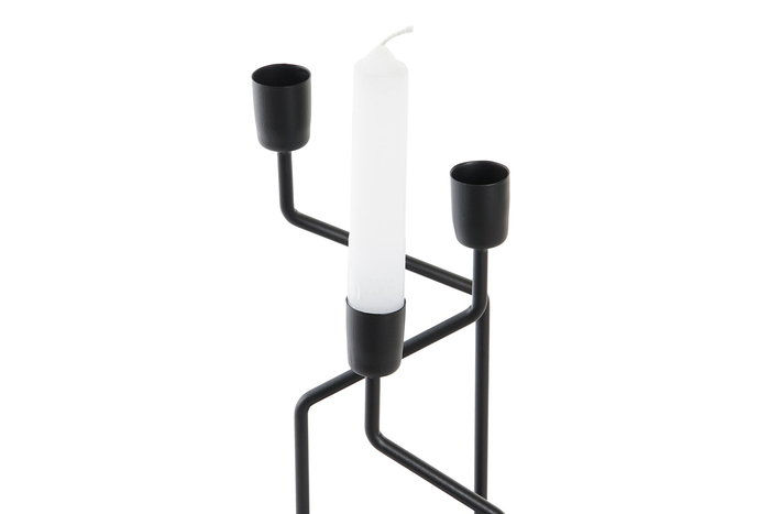 DKD Home Decor Candelabro Moderno Negro 12 x 27.5 x 12 cm (4 Unidades)