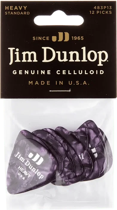 Dunlop Pack 12 Púas Genuine Celluloid Púrpura Perlado - Heavy