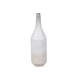Ixia Botella Decorativa de Metal Blanco Rozado 15 x 15 x 50,50 cm