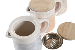 DKD Home Decor Grasera Shabby Rosa Azul Gres Inox Mdf 11 x 13 x 16 cm (3 Unidades)