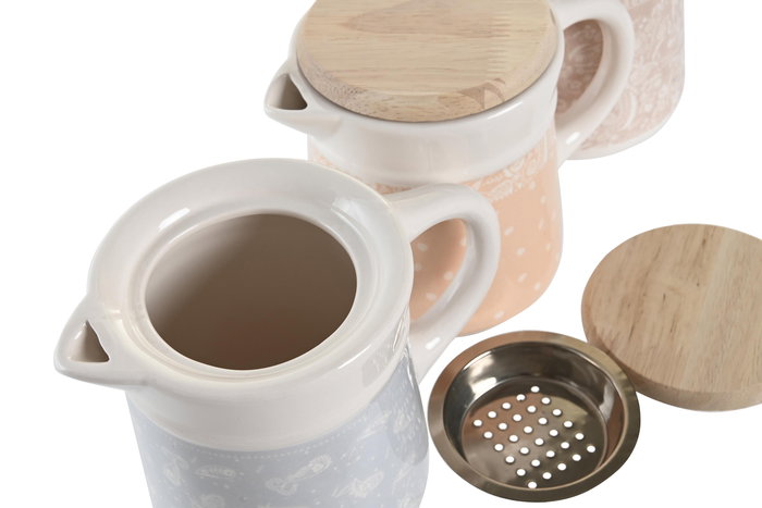 DKD Home Decor Grasera Shabby Rosa Azul Gres Inox Mdf 11 x 13 x 16 cm (3 Unidades) DKD Home Decor Grasera Shabby Rosa Azul Gres Inox Mdf 11 x 13 x 16 cm (3 Unidades)