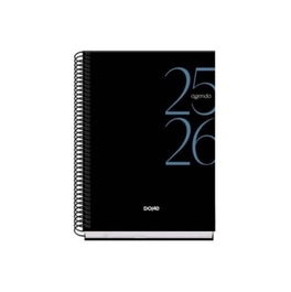Dohe 52063 Agenda Escolar 2025-2026 Tamaño A5 Tapa Cartón Forrado Día Página Modelo System Basic Negro