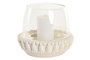 DKD Home Decor Portavelas Tropical Blanco Cemento y Cristal con Relieve Pack 4 Unidades 23 x 20 x 23 cm