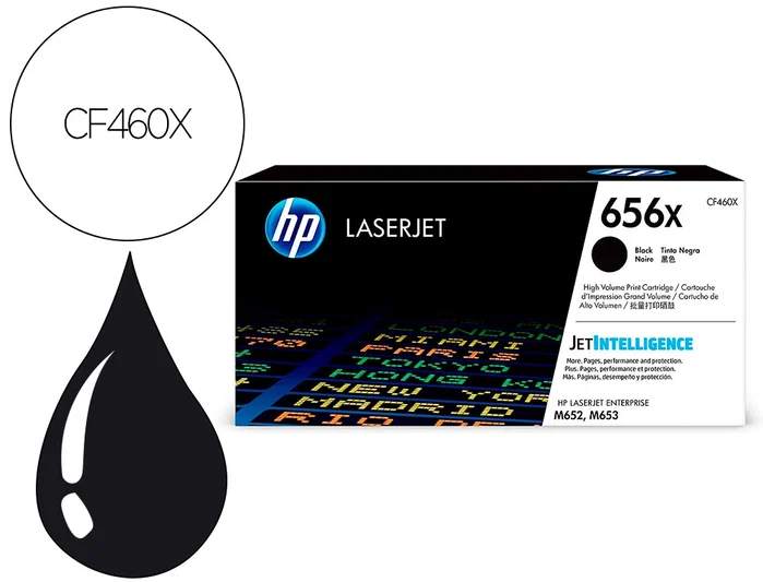 HP Cartucho de tóner Original LaserJet 656X Negro CF460X (Alta Capacidad)