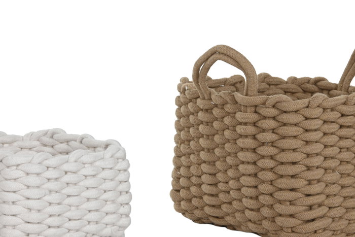 DKD Home Decor Set de 3 Cestas Cuerda 28x28x18 cm, Surtido Blanco y Beige DKD Home Decor Set de 3 Cestas Cuerda 28x28x18 cm, Surtido Blanco y Beige