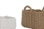 DKD Home Decor Set de 3 Cestas Cuerda 28x28x18 cm, Surtido Blanco y Beige