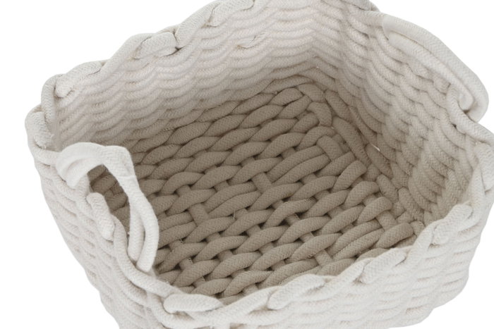 DKD Home Decor Set de 3 Cestas Cuerda 28x28x18 cm, Surtido Blanco y Beige DKD Home Decor Set de 3 Cestas Cuerda 28x28x18 cm, Surtido Blanco y Beige
