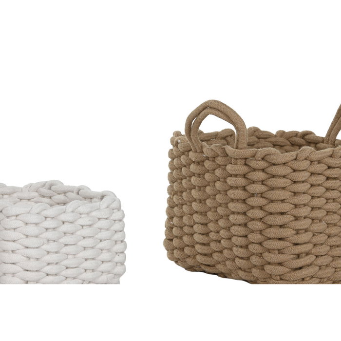 DKD Home Decor Set de 3 Cestas Cuerda 28x28x18 cm, Surtido Blanco y Beige DKD Home Decor Set de 3 Cestas Cuerda 28x28x18 cm, Surtido Blanco y Beige