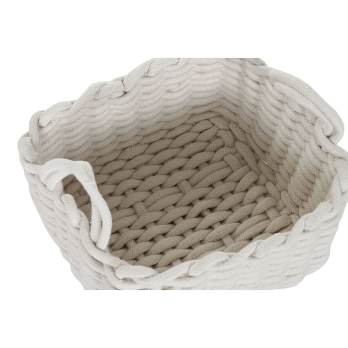 DKD Home Decor Set de 3 Cestas Cuerda 28x28x18 cm, Surtido Blanco y Beige DKD Home Decor Set de 3 Cestas Cuerda 28x28x18 cm, Surtido Blanco y Beige