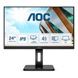 AOC Q24P2Q Monitor 23.8" IPS QHD (2560x1440) 75Hz, AMD FreeSync, 4ms, 250cd/m², HDMI+DP+USB Hub, Altavoces, Ajuste Altura, Negro