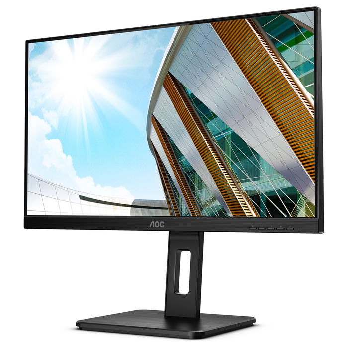 AOC Q24P2Q Monitor 23.8" IPS QHD (2560x1440) 75Hz, AMD FreeSync, 4ms, 250cd/m², HDMI+DP+USB Hub, Altavoces, Ajuste Altura, Negro
