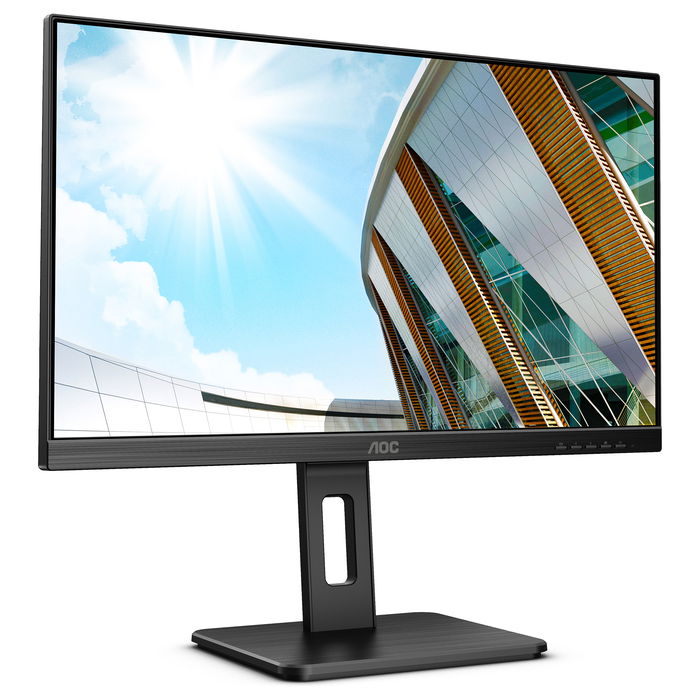 AOC Q24P2Q Monitor 23.8" IPS QHD (2560x1440) 75Hz, AMD FreeSync, 4ms, 250cd/m², HDMI+DP+USB Hub, Altavoces, Ajuste Altura, Negro