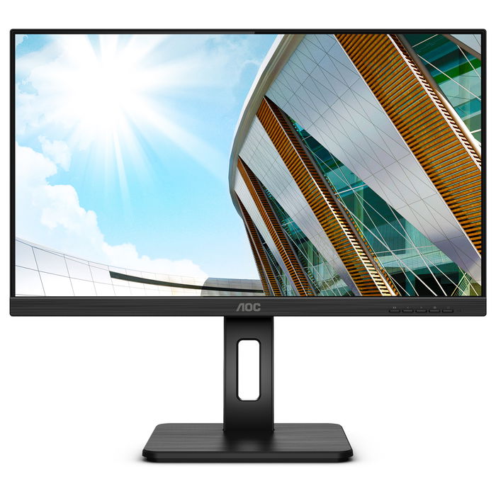 AOC Q24P2Q Monitor 23.8" IPS QHD (2560x1440) 75Hz, AMD FreeSync, 4ms, 250cd/m², HDMI+DP+USB Hub, Altavoces, Ajuste Altura, Negro
