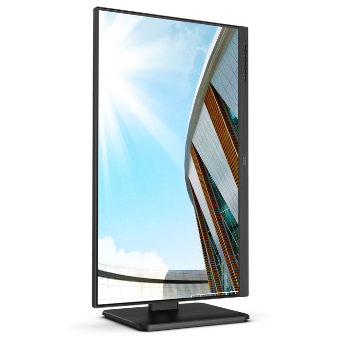 AOC Q24P2Q Monitor 23.8" IPS QHD (2560x1440) 75Hz, AMD FreeSync, 4ms, 250cd/m², HDMI+DP+USB Hub, Altavoces, Ajuste Altura, Negro