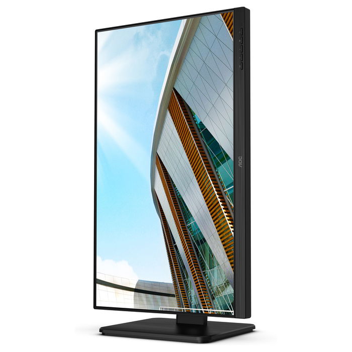 AOC Q24P2Q Monitor 23.8" IPS QHD (2560x1440) 75Hz, AMD FreeSync, 4ms, 250cd/m², HDMI+DP+USB Hub, Altavoces, Ajuste Altura, Negro
