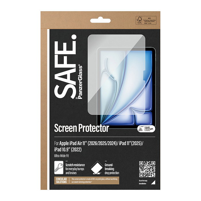 Safe by PanzerGlass Protector de Pantalla Ultra-Wide Fit para iPad Air 11, iPad 11 y iPad 10.9 Safe by PanzerGlass Protector de Pantalla Ultra-Wide Fit para iPad Air 11, iPad 11 y iPad 10.9
