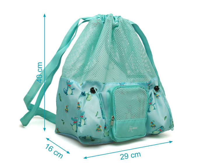 KioKids Bolso Playa Happy Summer Cocodrilos Sage Transpirable 10 Litros 6kg KioKids Bolso Playa Happy Summer Cocodrilos Sage Transpirable 10 Litros 6kg