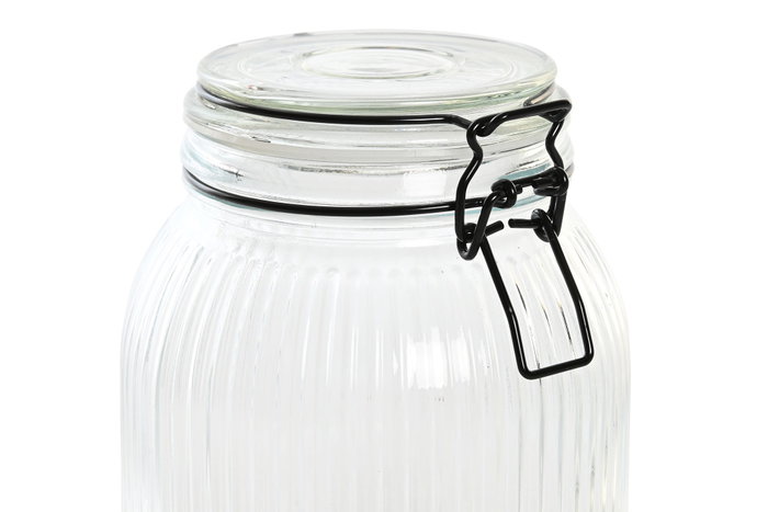 DKD Home Decor Set de 3 Botes de Cristal e Inox 1500ml DKD Home Decor Set de 3 Botes de Cristal e Inox 1500ml