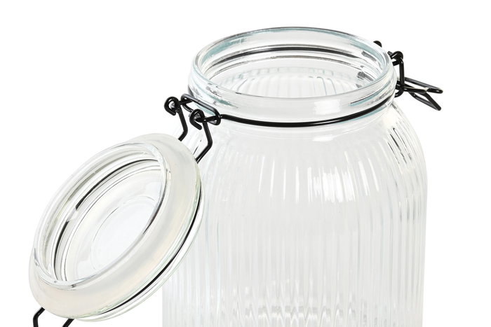 DKD Home Decor Set de 3 Botes de Cristal e Inox 1500ml DKD Home Decor Set de 3 Botes de Cristal e Inox 1500ml