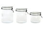 DKD Home Decor Set de 3 Botes de Cristal e Inox 1500ml