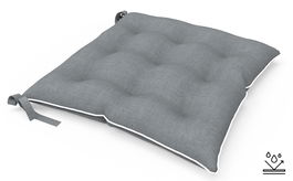DKD Home Decor Cojin para Silla de Terraza y Jardin, Poliester, Gris Claro y Blanco, Repelente al Agua, 40x40x5 cm