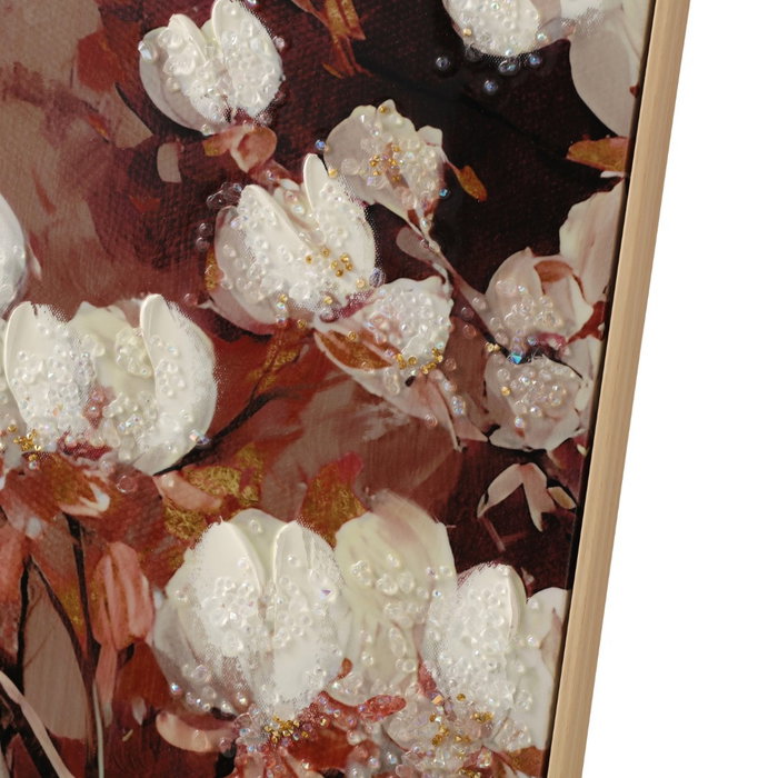 DKD Home Decor Set de 3 Cuadros de Lienzo Flores Granate 120x80x3,2 cm