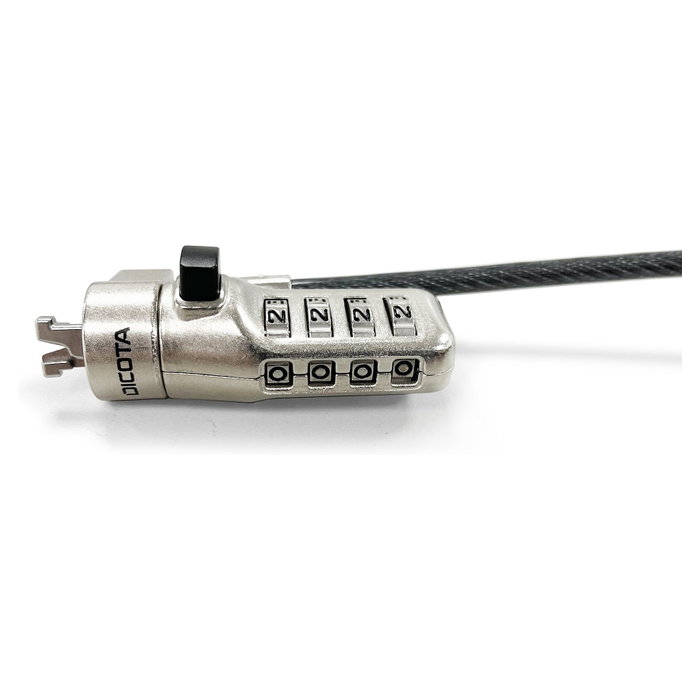 Dicota Cable de Seguridad Kensington con Combinación, Cerradura N-Lock 2.5x6mm, Cable 2 m, Antracita