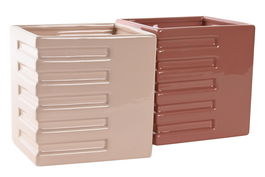 DKD Home Decor Macetero Urban Rosa Terracota Dolomita 12 x 15 x 15 cm (12 Unidades)