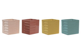 DKD Home Decor Set de 12 Maceteros de Dolomita Surtidos en 4 Colores