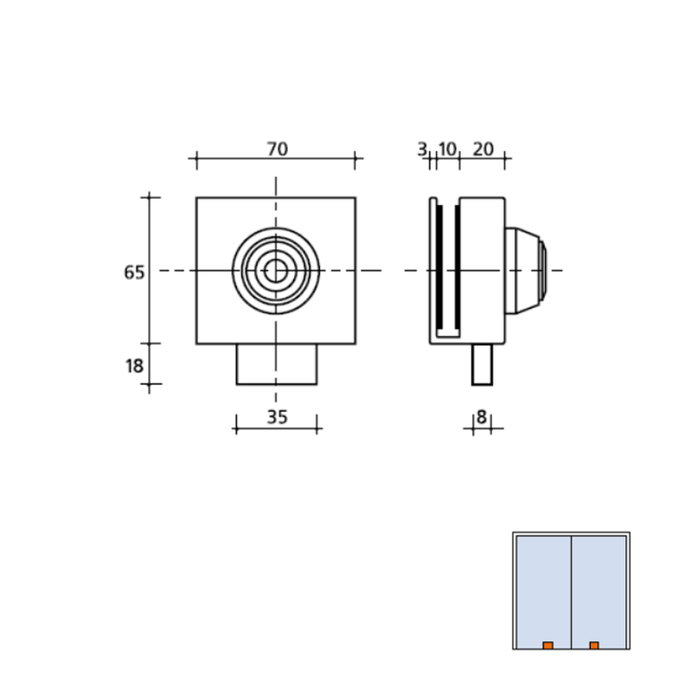 Wolfpack Linea Profesional Cerradura CBM 2004 para Puerta de Cristal con Llave Plana