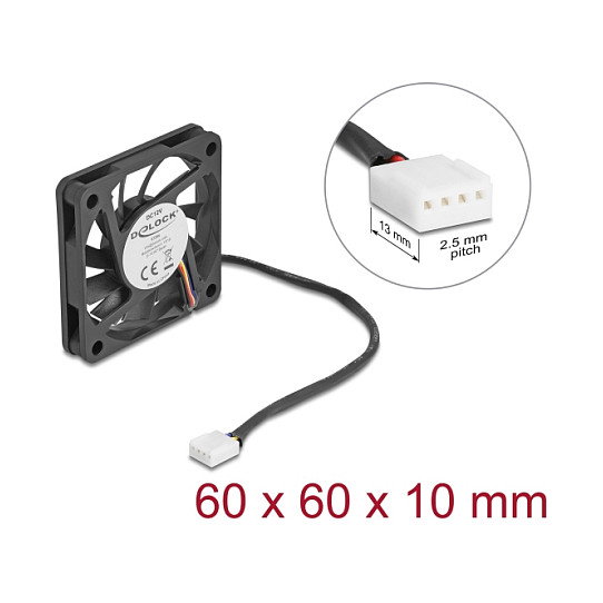 DeLOCK Ventilador Axial 12 V DC 60 x 60 x 10 mm Negro DeLOCK Ventilador Axial 12 V DC 60 x 60 x 10 mm Negro