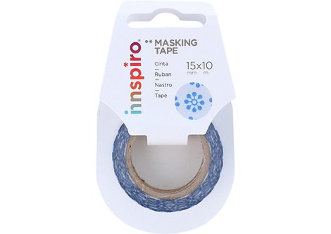 Innspiro Cinta Masking Tape Washi Flores Azul 15mm x 10m Serie Ultramar