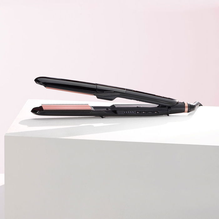 Babyliss ST493E Plancha de Pelo Steam Smooth con Vapor para Cabello Difícil, Placas Cerámica y Turmalina, 39 mm