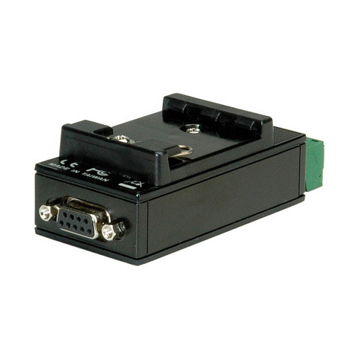 ROLINE Convertidor RS232 a RS422/485 autoalimentado para Carril DIN, Negro