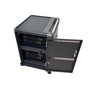 Ewent EW1703 - Carro de Gestión y Carga para 16 Portátiles y Tabletas (Hasta 17'') con Puertas con Llave, Estantes Ranurados y Sistema de Carga Inteligente - Negro y Gris