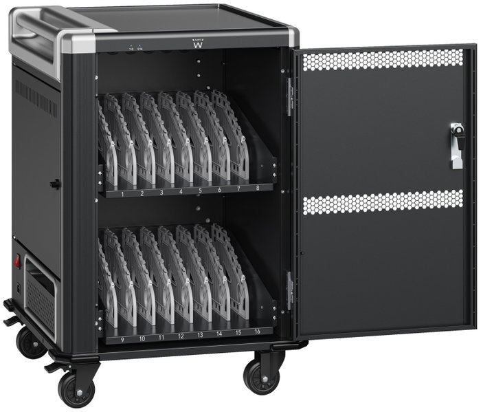 Ewent EW1703 Carro de Carga para 16 Dispositivos, Negro y Gris