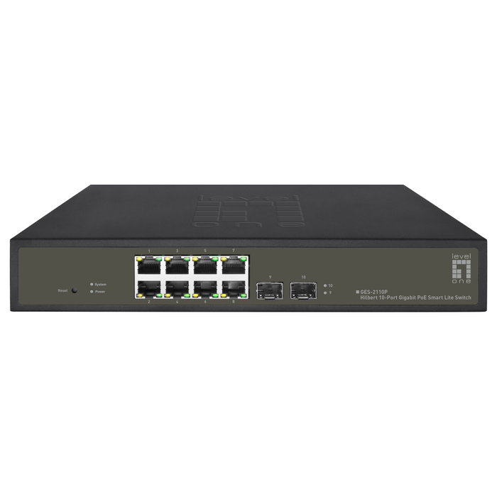 Level One GES-2110P Switch Gestionado L2 Gigabit con 8 Puertos PoE+ y 2 SFP