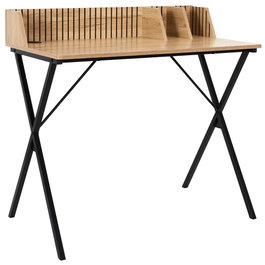 Home Deco Factory Escritorio Klaus Madera y Hierro con Pasacables 90x50 cm