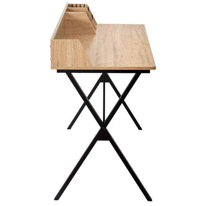 Home Deco Factory Escritorio Klaus Madera y Hierro con Pasacables 90x50 cm